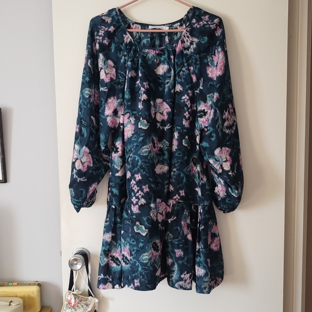 MARIA CHER Pure Silk Floral Oversized Dress M